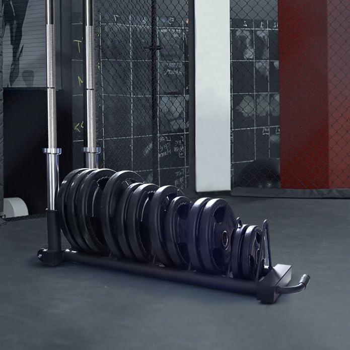 imageRitFit HorizontalVertical Weight Plates Rack Weight Storage Rack with Barbell Bumper Weight Plates Holder for 2Inch Weight Plates Olympic Bar Storage Rack with Handle and Rolling WheelsHorizontal