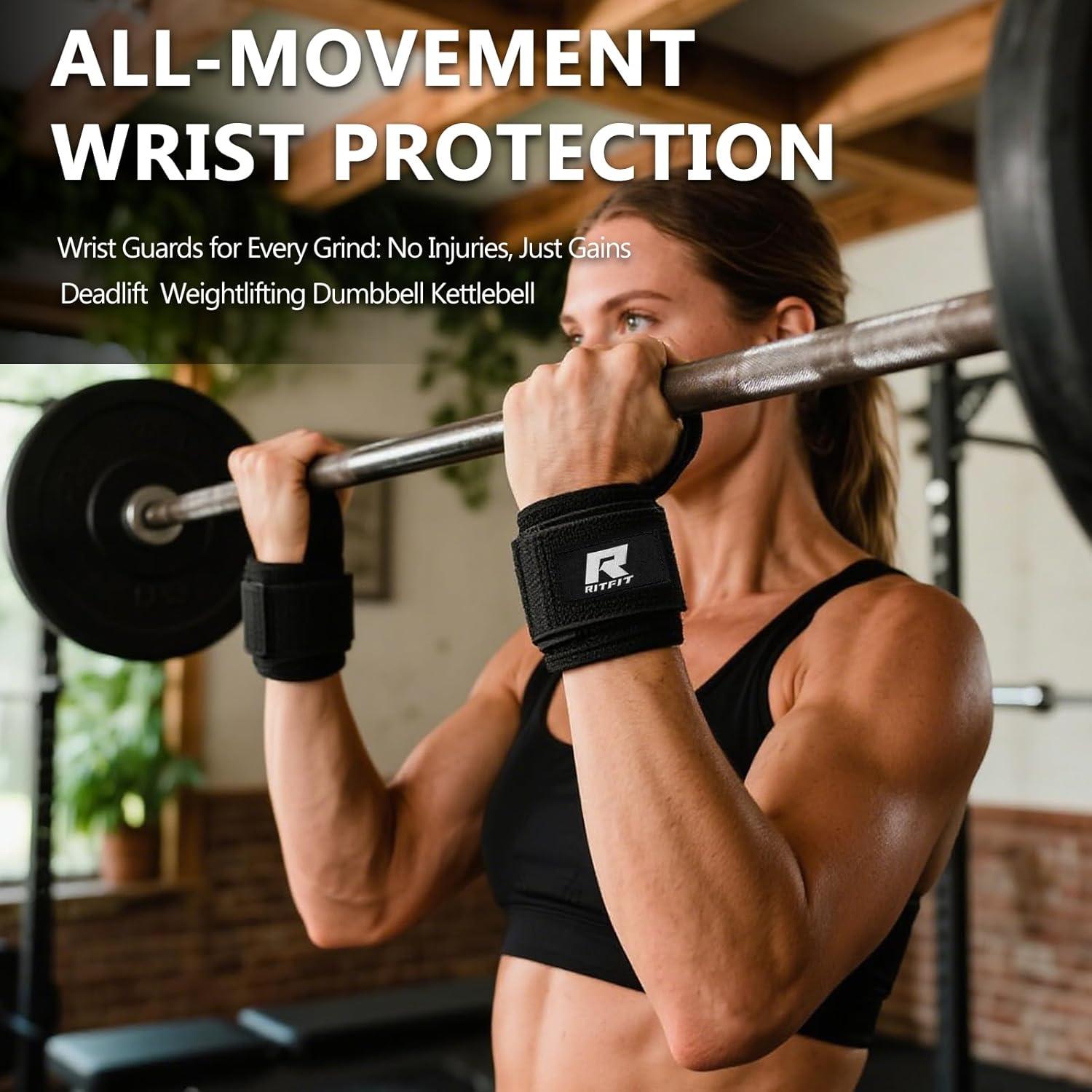 imageRitFit Lifting Wraps Wrist Straps for Weightlifting Wrist Support for Working Out Bodybuilding MMA Powerlifting Strength Training Men amp WomenBLUE
