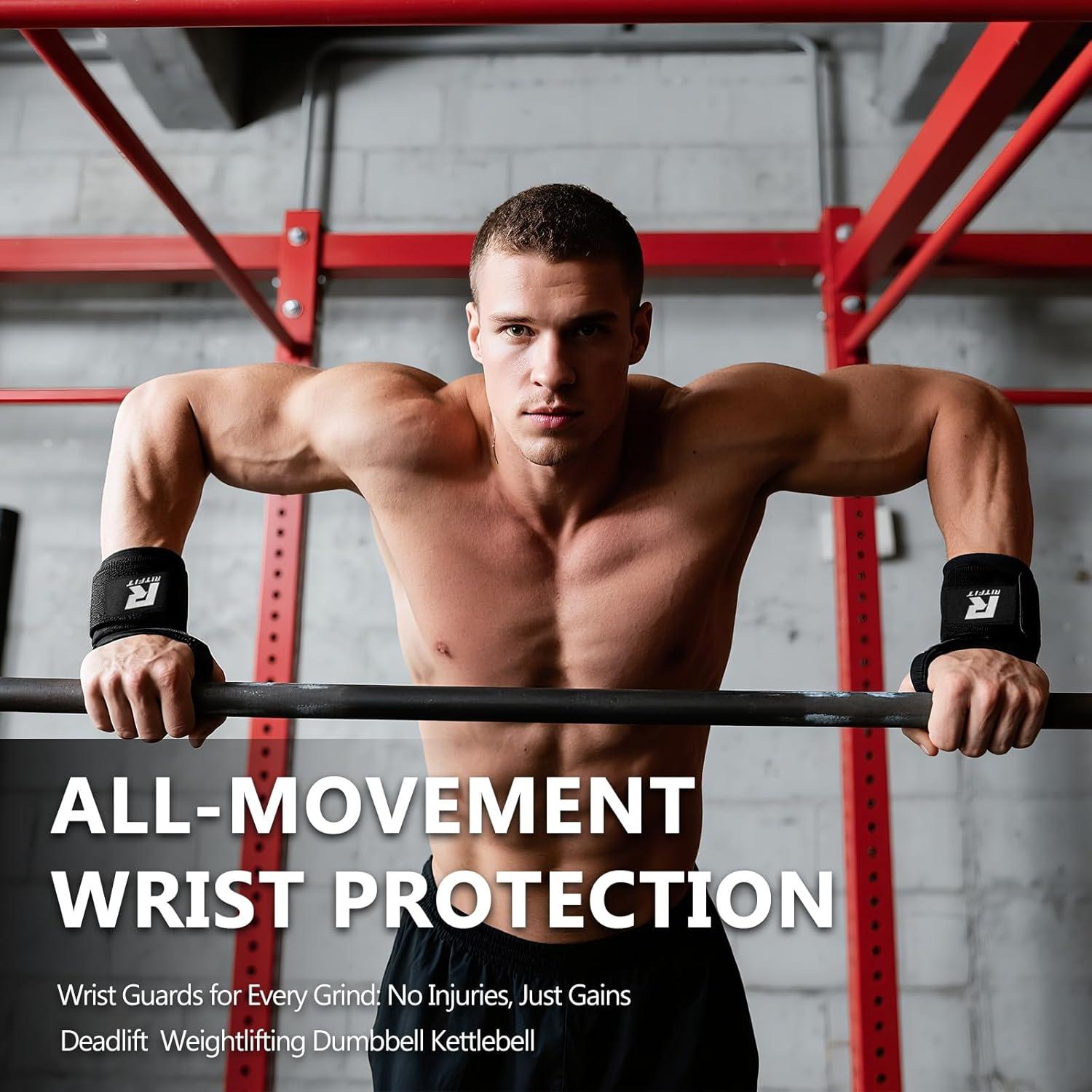imageRitFit Lifting Wraps Wrist Straps for Weightlifting Wrist Support for Working Out Bodybuilding MMA Powerlifting Strength Training Men amp WomenBLUE