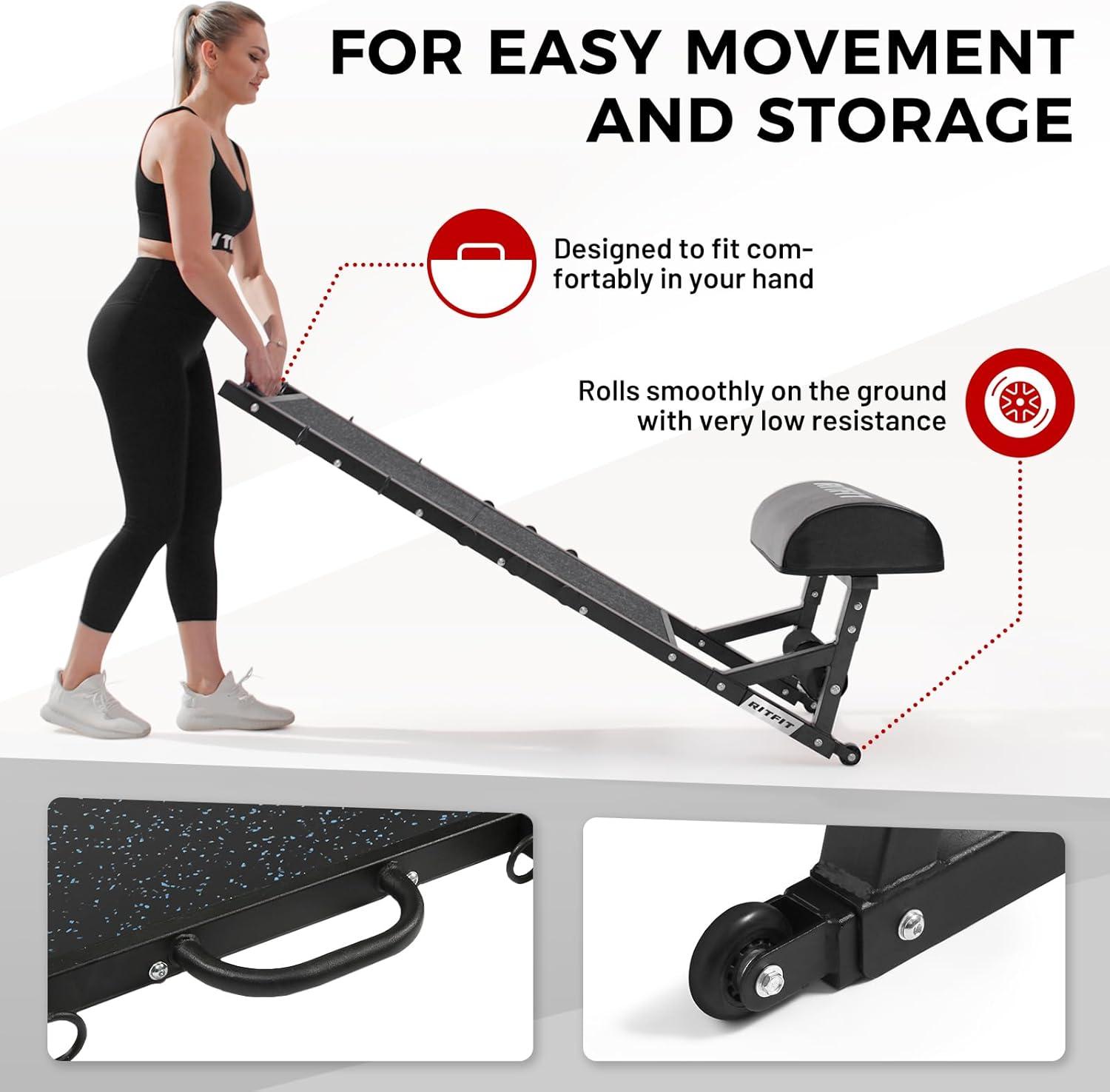 imageRitFit MultiFunction Hip Thrust Machine Bench Platform HTM800 800lbs Capacity Booty Workout Equipment with Thick Back Pad Barbell Hip Thrust Cover and Band Pegs for Glute Training Home Gym