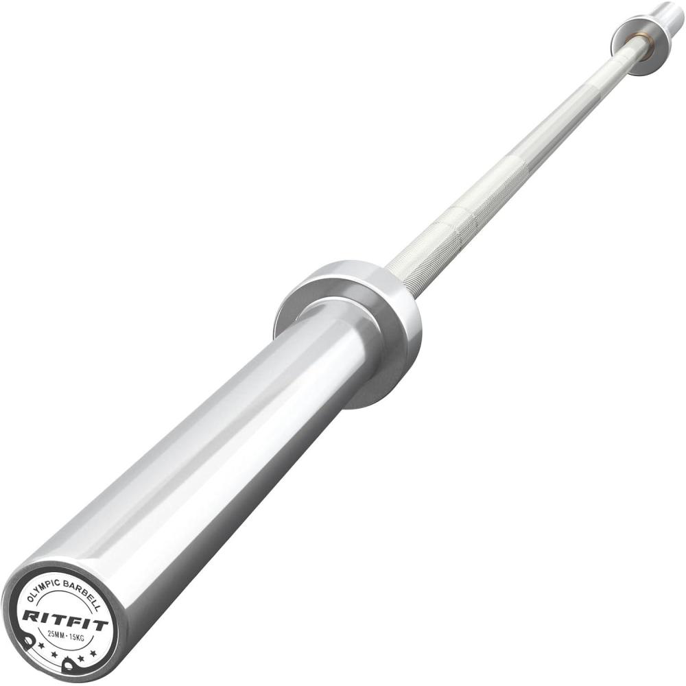 imageRITFIT 7FT Olympic Barbell for Strength and Weightlifting Training 2 Inch Olympic Bar for Squat Deadlift Bench Press Curl Overhead Press 600lbs1000lbs1200lbs CapacitySliverWhite