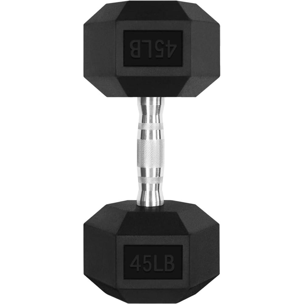 imageRitFit 5300LBS Rubber Encased Hex Dumbbell Sets with Optional Rack for Home Gym Coated Hand Weights for Strength Training Workouts1 X 45 LBS