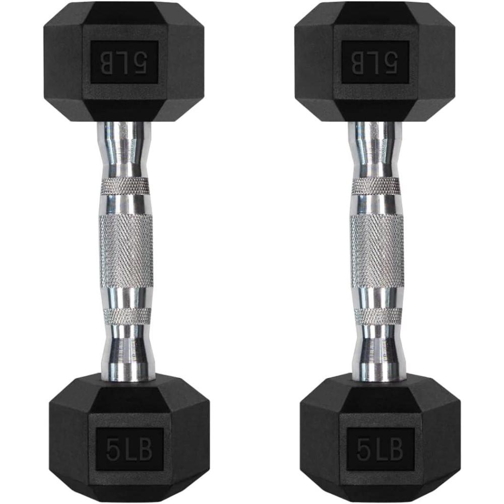 imageRitFit 5300LBS Rubber Encased Hex Dumbbell Sets with Optional Rack for Home Gym Coated Hand Weights for Strength Training Workouts2 X 5 LBS