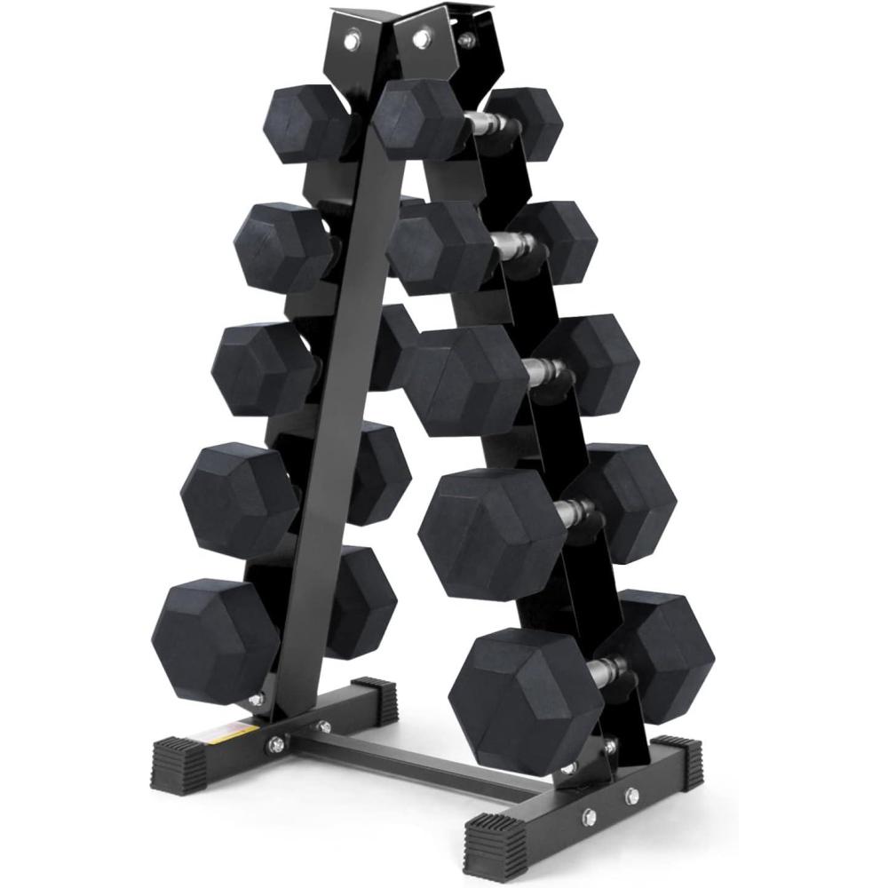 imageRitFit 5300LBS Rubber Encased Hex Dumbbell Sets with Optional Rack for Home Gym Coated Hand Weights for Strength Training Workouts250 Lb Set with 5Tier Rack1015253540
