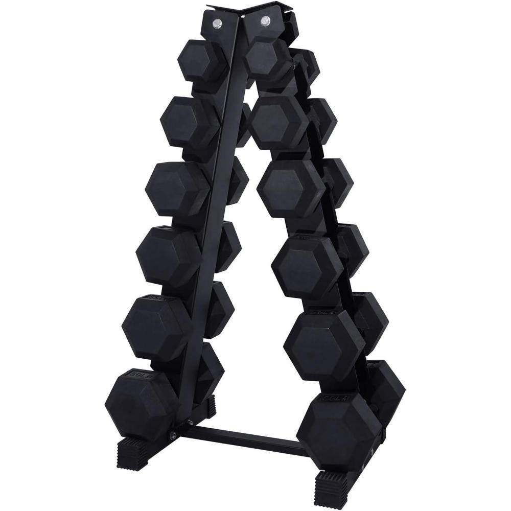 imageRitFit 5300LBS Rubber Encased Hex Dumbbell Sets with Optional Rack for Home Gym Coated Hand Weights for Strength Training Workouts350 LB Set with 6Tier Rack 102025304050