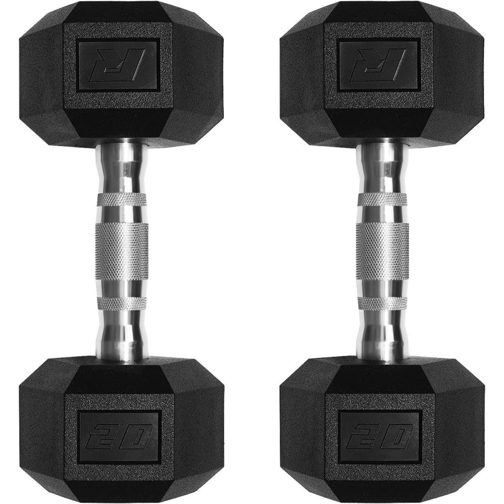 imageRitFit 5650 LBS PVC Encased Hex Dumbbell Sets with Optional Rack for Home Gym Hand weight with Chrome Handle for Strength Training Workouts2X20LBS