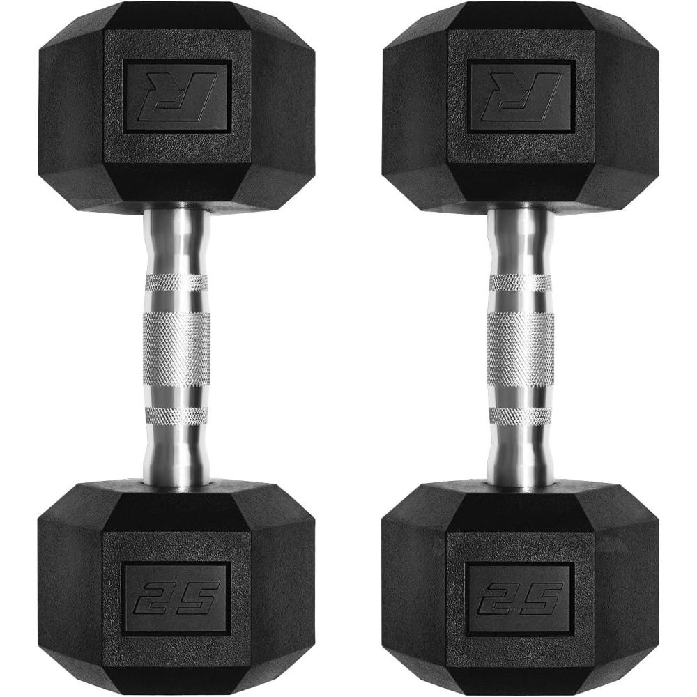 imageRitFit 5650 LBS PVC Encased Hex Dumbbell Sets with Optional Rack for Home Gym Hand weight with Chrome Handle for Strength Training Workouts2X25LBS