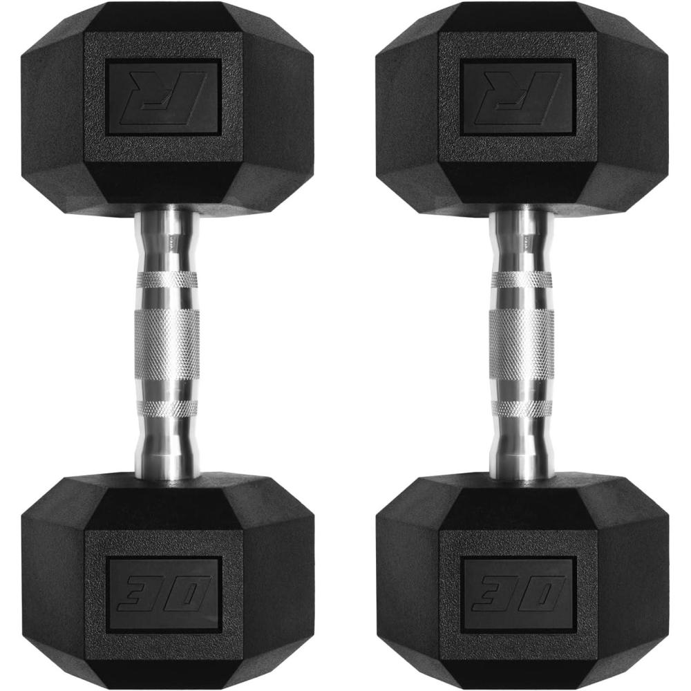 imageRitFit 5650 LBS PVC Encased Hex Dumbbell Sets with Optional Rack for Home Gym Hand weight with Chrome Handle for Strength Training Workouts2X30LBS
