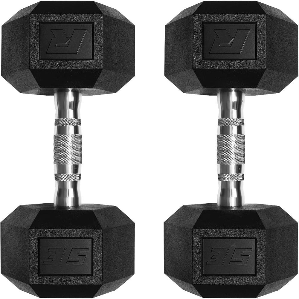 imageRitFit 5650 LBS PVC Encased Hex Dumbbell Sets with Optional Rack for Home Gym Hand weight with Chrome Handle for Strength Training Workouts2X35LBS