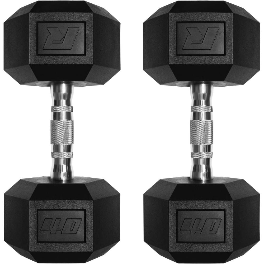 imageRitFit 5650 LBS PVC Encased Hex Dumbbell Sets with Optional Rack for Home Gym Hand weight with Chrome Handle for Strength Training Workouts2X40LBS