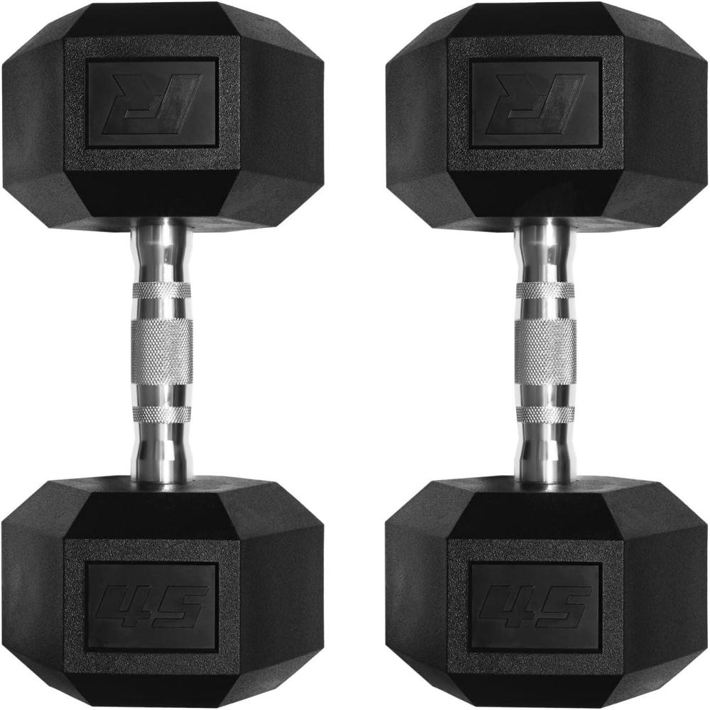 imageRitFit 5650 LBS PVC Encased Hex Dumbbell Sets with Optional Rack for Home Gym Hand weight with Chrome Handle for Strength Training Workouts2X45LBS