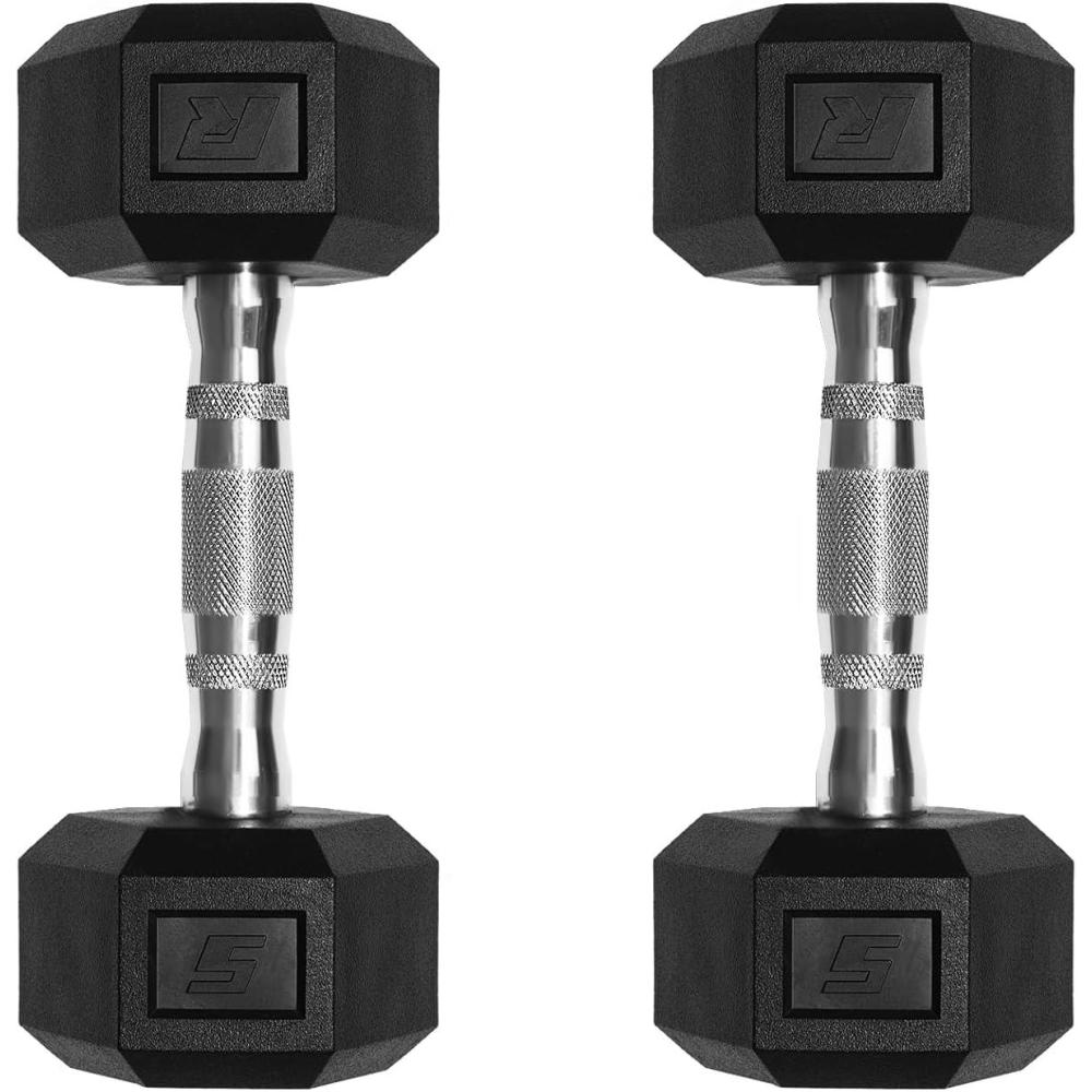 imageRitFit 5650 LBS PVC Encased Hex Dumbbell Sets with Optional Rack for Home Gym Hand weight with Chrome Handle for Strength Training Workouts2X5LBS