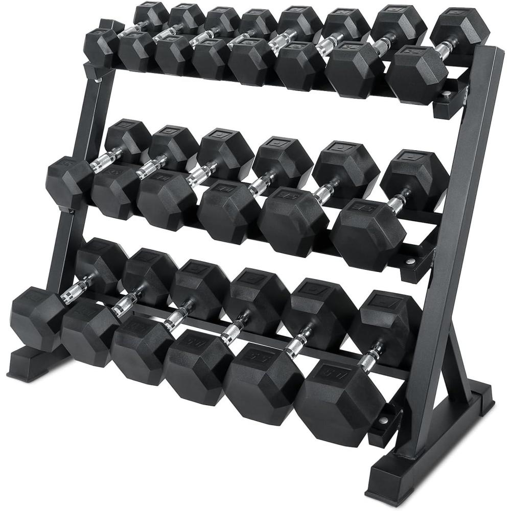 imageRitFit 5650 LBS PVC Encased Hex Dumbbell Sets with Optional Rack for Home Gym Hand weight with Chrome Handle for Strength Training Workouts51015202530354045450LBS SET