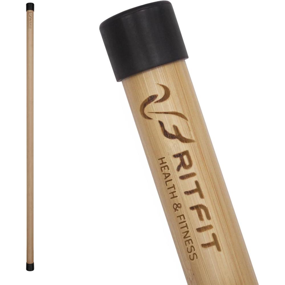 imageRitFit 5ft Natural Bamboo Yoga Stick Exercise Stick Stretching Stick Versatile Tool for Yoga Practice Stretching Flexibility