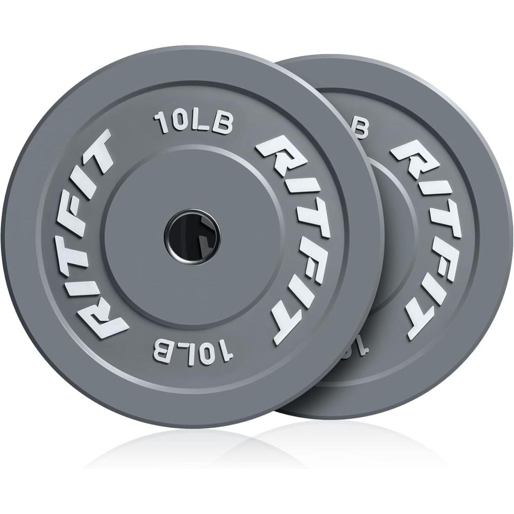 imageRitFit Color Coded Olympic Bumper Plate for Barbell 2Inch Weight Plates With Steel Insert Rubber Weights for Strength Training in Home Gym2X10LB
