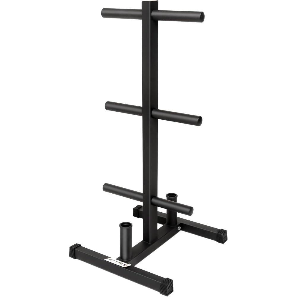 imageRitFit HorizontalVertical Weight Plates Rack Weight Storage Rack with Barbell Bumper Weight Plates Holder for 2Inch Weight Plates Olympic Bar Storage Rack with Handle and Rolling WheelsVertical