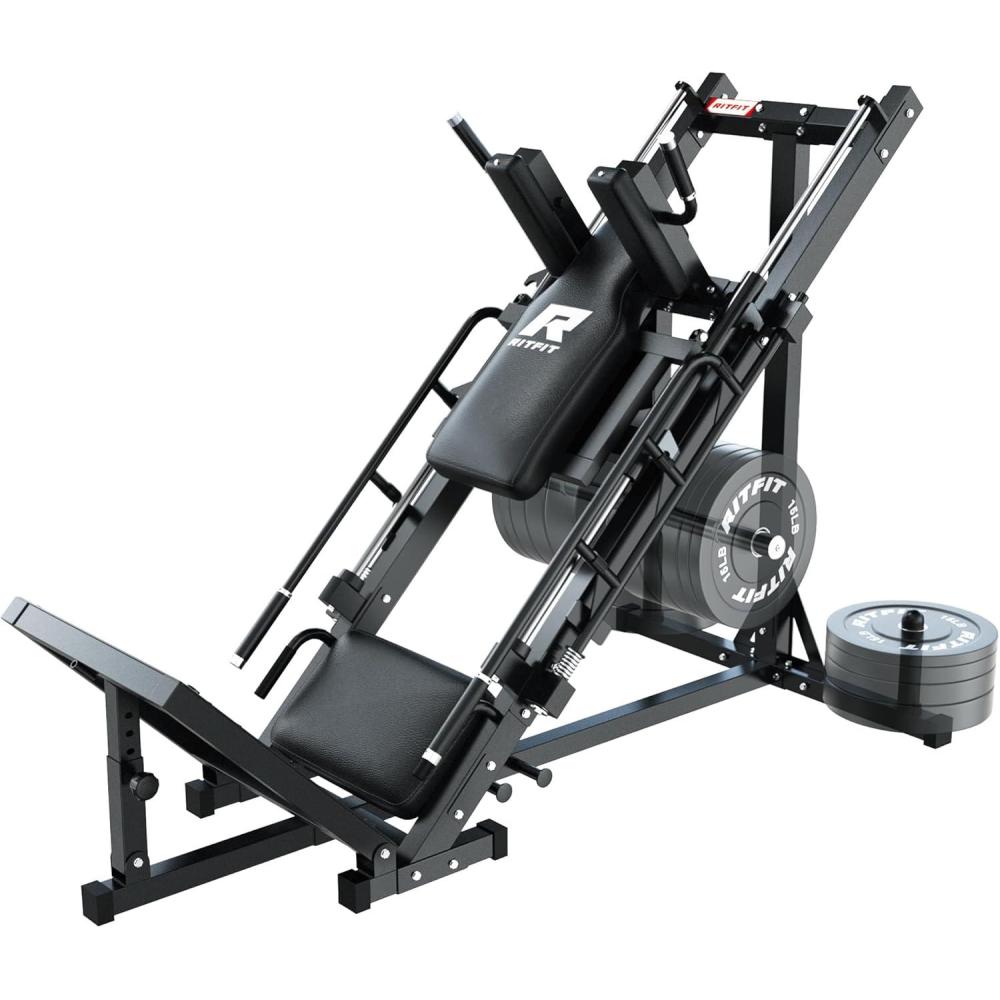 imageRitFit Leg Press Hack Squat Machine Professional Adjustable Leg Press Machine for Home Gym with Linear Bearing Specialty Hack Squat Machine for Full Lower Body Workout with Weight Storage PostsBlack