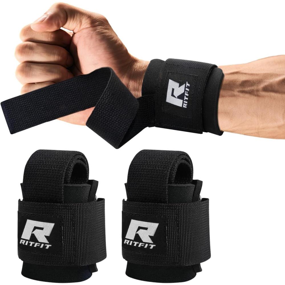 imageRitFit Lifting Wraps Wrist Straps for Weightlifting Wrist Support for Working Out Bodybuilding MMA Powerlifting Strength Training Men amp WomenBLACK