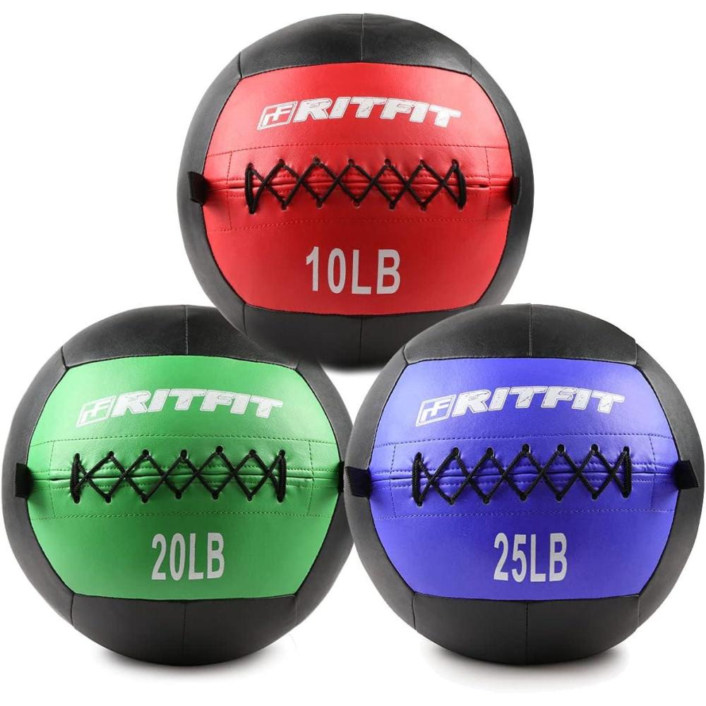 imageRitFit Medicine Ball weight ball Soft Medicine Ball Wall Medicine Ball Soft Wall Ball Wall Ball set Medicine Balls for Exercise and Conditioning Workouts Fitness Gym Equipment for Core Training and Cross Training 51015202530 lbsRedGreenBlue10lb20lb25lb