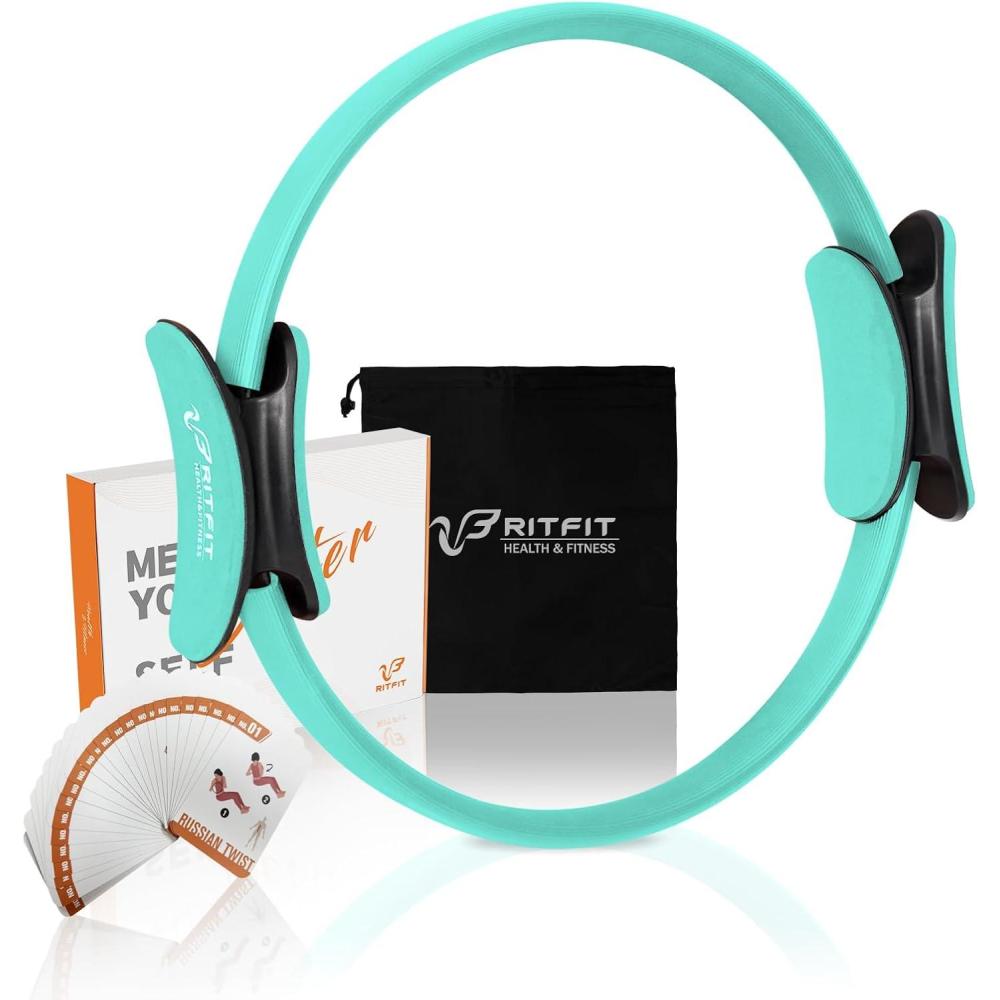 imageRitFit Pilates Ring Circle 14 Inch Magic Fitness Circle for Toning Inner amp Outer Thighs Bonus Workout Guide IncludedCyan