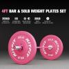 RitFit 4FT Olympic Barbell Weight Set for Men and Women, Weight Bar for Weight Lifting, Squat and Bench Press (with 50LB Weight Plate)