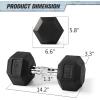RitFit 5-300LBS Rubber Encased Hex Dumbbell Sets with Optional Rack for Home Gym, Coated Hand Weights for Strength Training, Workouts(1 X 45 LBS)