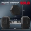 RitFit 5-300LBS Rubber Encased Hex Dumbbell Sets with Optional Rack for Home Gym, Coated Hand Weights for Strength Training, Workouts(2 X 60 LBS)