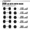 RitFit 5-300LBS Rubber Encased Hex Dumbbell Sets with Optional Rack for Home Gym, Coated Hand Weights for Strength Training, Workouts(200 LB Set with 5-Tier Rack (10+15+20+25+30))