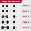 RitFit 5-300LBS Rubber Encased Hex Dumbbell Sets with Optional Rack for Home Gym, Coated Hand Weights for Strength Training, Workouts(300 LB Set with 5-Tier Rack (10+20+30+40+50))