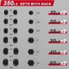 RitFit 5-300LBS Rubber Encased Hex Dumbbell Sets with Optional Rack for Home Gym, Coated Hand Weights for Strength Training, Workouts(350 LB Set with 6-Tier Rack (10+20+25+30+40+50))