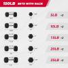 RitFit 5-300LBS Rubber Encased Hex Dumbbell Sets with Optional Rack for Home Gym, Coated Hand Weights for Strength Training, Workouts((5+10+15++20+25)150 LB Set with 5-Tier Rack)