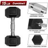 RitFit 5-650 LBS PVC Encased Hex Dumbbell Sets with Optional Rack for Home Gym, Hand weight with Chrome Handle for Strength Training, Workouts(2X15LBS)