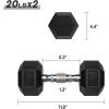 RitFit 5-650 LBS PVC Encased Hex Dumbbell Sets with Optional Rack for Home Gym, Hand weight with Chrome Handle for Strength Training, Workouts(2X20LBS)