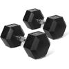 RitFit 5-650 LBS PVC Encased Hex Dumbbell Sets with Optional Rack for Home Gym, Hand weight with Chrome Handle for Strength Training, Workouts(2X35LBS)