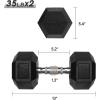 RitFit 5-650 LBS PVC Encased Hex Dumbbell Sets with Optional Rack for Home Gym, Hand weight with Chrome Handle for Strength Training, Workouts(2X35LBS)