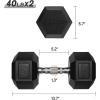 RitFit 5-650 LBS PVC Encased Hex Dumbbell Sets with Optional Rack for Home Gym, Hand weight with Chrome Handle for Strength Training, Workouts(2X40LBS)
