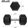 RitFit 5-650 LBS PVC Encased Hex Dumbbell Sets with Optional Rack for Home Gym, Hand weight with Chrome Handle for Strength Training, Workouts(2X45LBS)