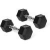RitFit 5-650 LBS PVC Encased Hex Dumbbell Sets with Optional Rack for Home Gym, Hand weight with Chrome Handle for Strength Training, Workouts(2X5LBS)