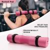 RitFit 7 Pcs Barbell Squat Pad Set, with Resistance Band, 2 Safety Straps, 2 Gym Ankle Straps & Carry Bag, Upgraded Neck & Shoulder Protective Pad Support for Squats, Lunges & Hip Thrust (Pink/Black)(Pink)