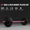 RitFit Barbell Weight Set – 4/6FT Olympic Barbell with Weight Plates (55-275LB Total) – Weightlifting Equipment for Squats, Curls, Deadlifts, Presses, Hip Thrusts(Black/Pink)