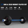 RitFit Barbell Weight Set – 4/6FT Olympic Barbell with Weight Plates (55-275LB Total) – Weightlifting Equipment for Squats, Curls, Deadlifts, Presses, Hip Thrusts(Silver/Blue)