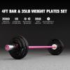 RitFit Barbell Weight Set – 4/6FT Olympic Barbell with Weight Plates (55-275LB Total) – Weightlifting Equipment for Squats, Curls, Deadlifts, Presses, Hip Thrusts(Pink)