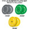 RitFit Color Coded Olympic Bumper Plate for Barbell – 2-Inch Weight Plates With Steel Insert, Rubber Weights for Strength Training in Home Gym(140 Set)