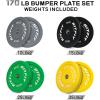 RitFit Color Coded Olympic Bumper Plate for Barbell – 2-Inch Weight Plates With Steel Insert, Rubber Weights for Strength Training in Home Gym(170 Set)