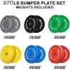 RitFit Color Coded Olympic Bumper Plate for Barbell – 2-Inch Weight Plates With Steel Insert, Rubber Weights for Strength Training in Home Gym(370 Set)