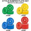 RitFit Color Coded Olympic Bumper Plate for Barbell – 2-Inch Weight Plates With Steel Insert, Rubber Weights for Strength Training in Home Gym(640 Set)