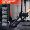 RitFit Horizontal/Vertical Weight Plates Rack, Weight Storage Rack with Barbell Bumper Weight Plates Holder for 2-Inch Weight Plates, Olympic Bar Storage Rack with Handle and Rolling Wheels(Horizontal)