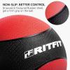 RitFit Weighted Medicine Ball – Non-Slip Rubber Shell & Dual Texture Grip – Workout Exercise Ball for Core Strength, Balance Training, Coordination Fitness – Multiple Weights & Colors(Red-12LB)