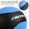 RitFit Weighted Medicine Ball – Non-Slip Rubber Shell & Dual Texture Grip – Workout Exercise Ball for Core Strength, Balance Training, Coordination Fitness – Multiple Weights & Colors(Blue-8LB)