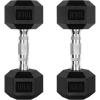 RitFit 5-300LBS Rubber Encased Hex Dumbbell Sets with Optional Rack for Home Gym, Coated Hand Weights for Strength Training, Workouts(2 X 10 LBS)
